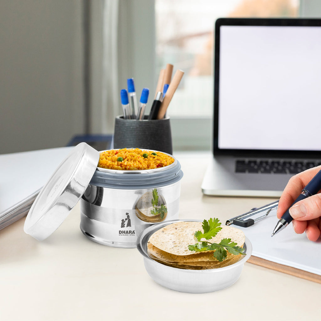 All Steel Double Wall Insulated Tiffin Box – Dhara E Commerce