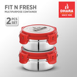 Fit N Fresh Airtight Tiffin Box Containers With Four Side Clips Lock