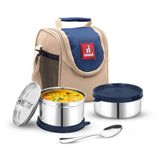 Food Time 2 Lunch Tiffin Box with Fabric Insulated Bag