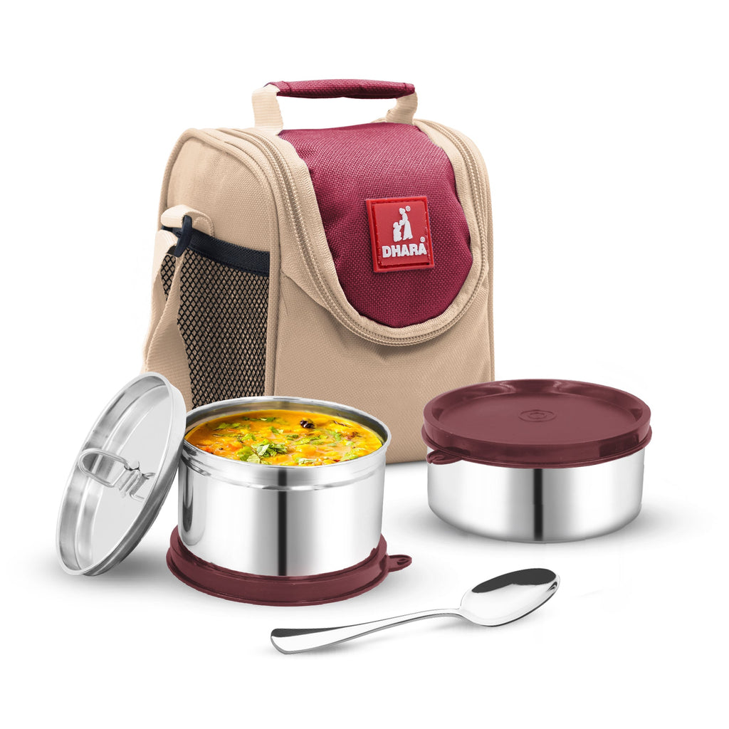 Food Time 2 Lunch Tiffin Box with Fabric Insulated Bag