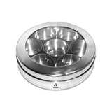 Green Tadka Masala Dabba with See Through Lid, 7 Inner Steel Containers with 1 Masala Dabba