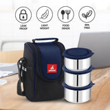 Hot Time 3 Lunch Tiffin Box with Fabric Insulated Bag