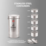 Mazaana Big Stainless Steel Insulated Tiffin Box 5 Containers Lunch Box