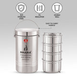 Mazaana Medium Tiffin Box Stainless Steel Insulated 4 Containers Lunch Box